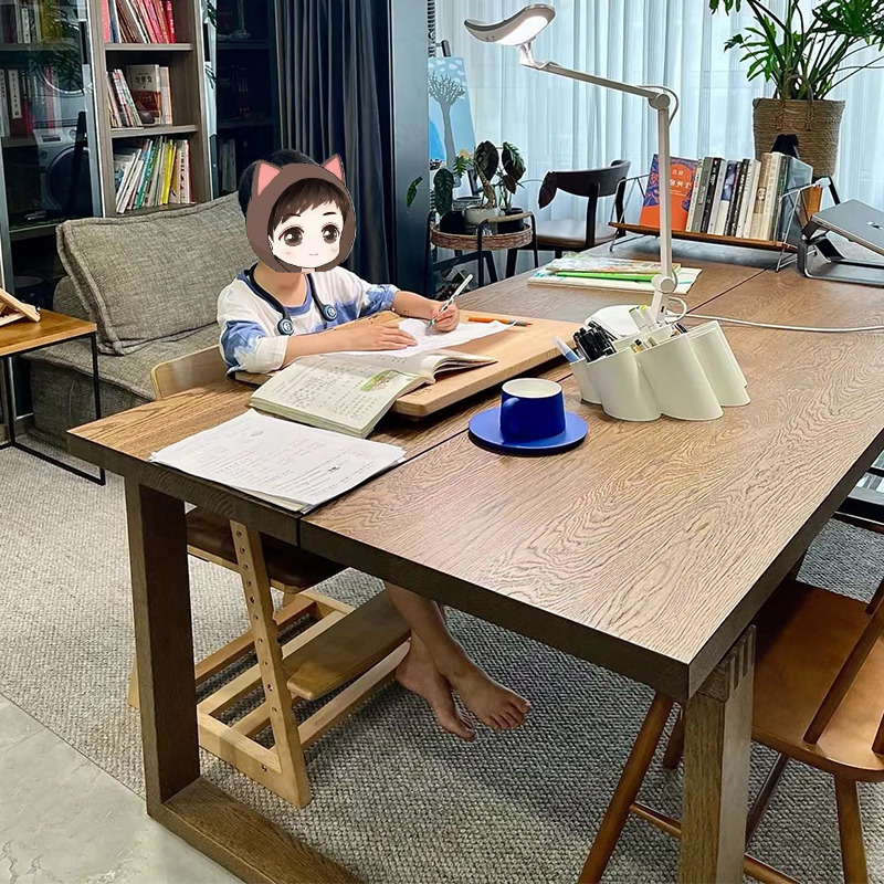 客厅大长书桌美式莫比恩全实木工作台家用阅读桌学习桌原木书法桌