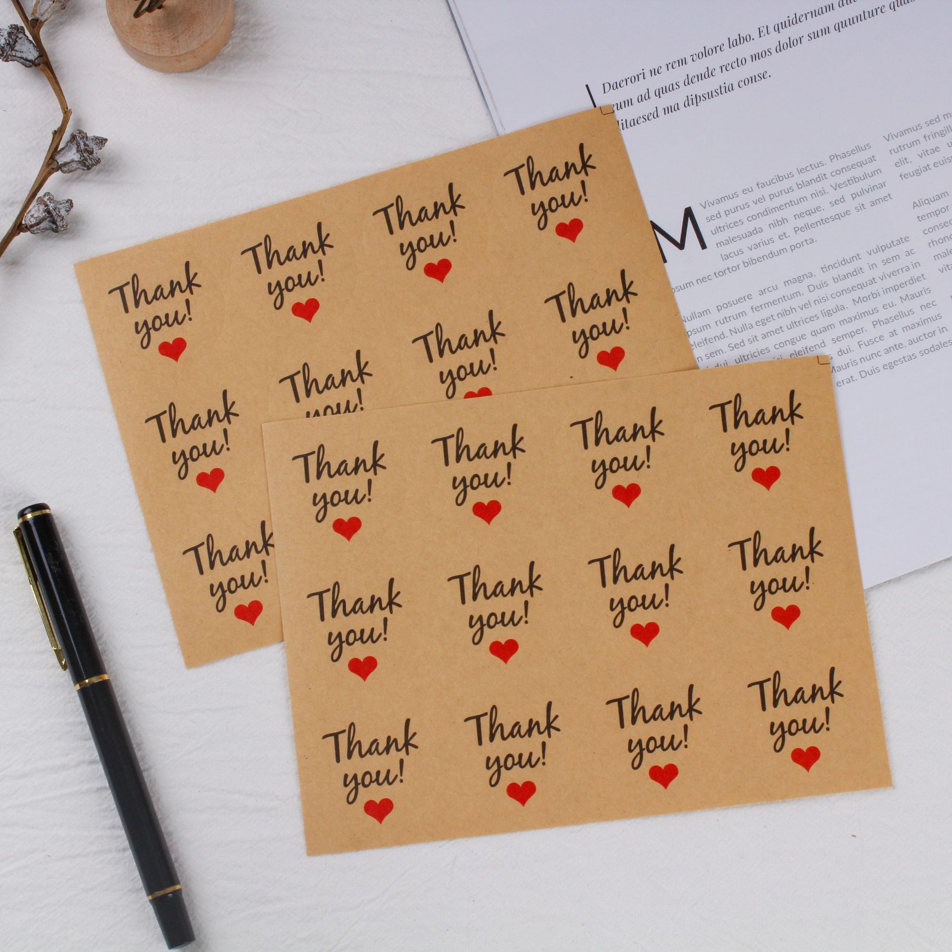 创意英文thank you谢谢卡片牛皮纸铜版纸标签感谢卡留言祝福贺卡