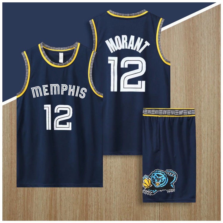 灰熊队12号莫兰特球衣城市版复古篮球服套装男成人比赛训练服印字