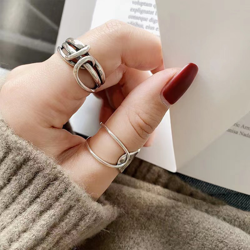 European and American Style Simple All-Match Ins Trendy Knotted Ring Female Personality Fashion Normcore Style Open Adjustable Index Finger Ring