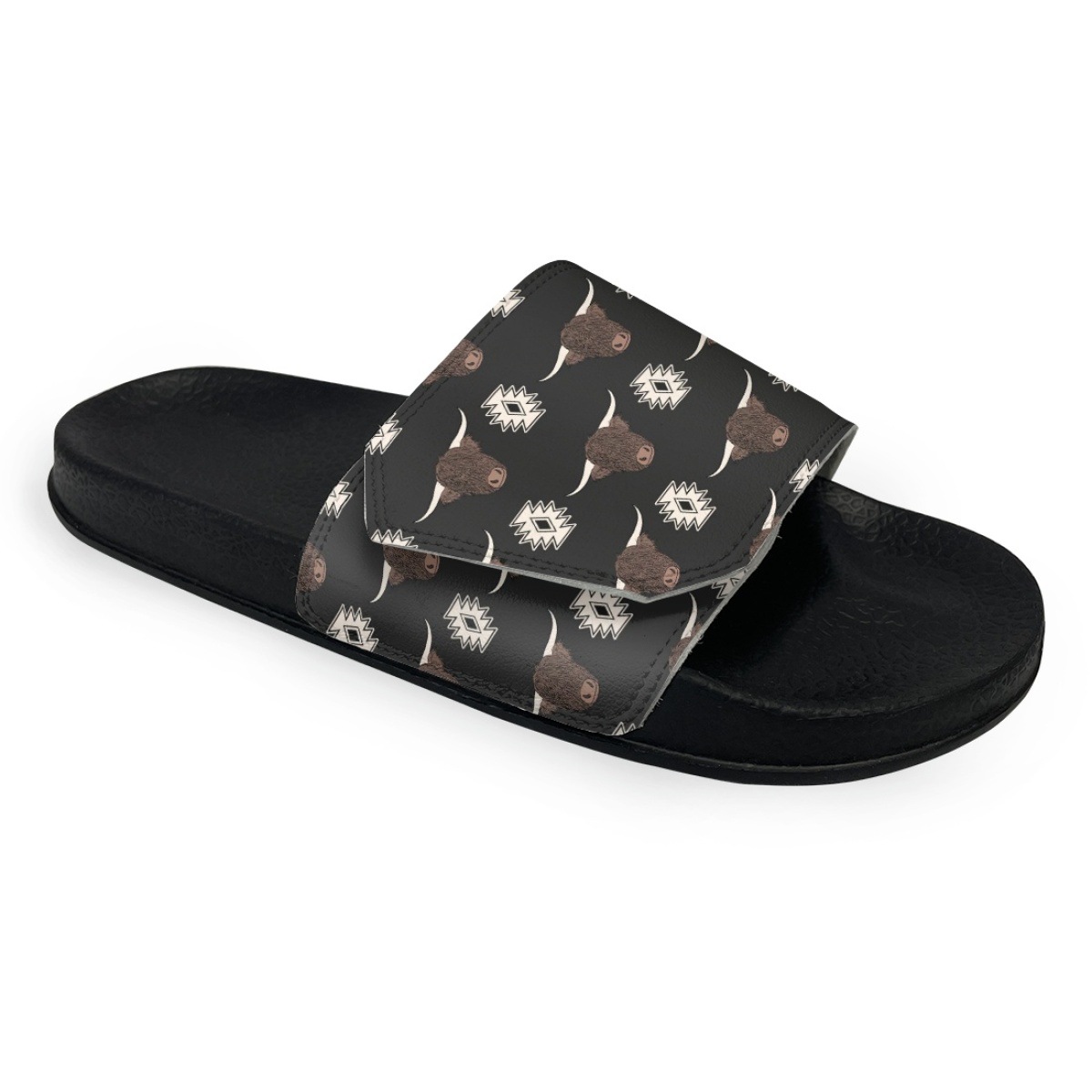 一件印图魔术贴拖鞋可爱高地牛室内耐磨男士拖鞋户外沙滩拖鞋