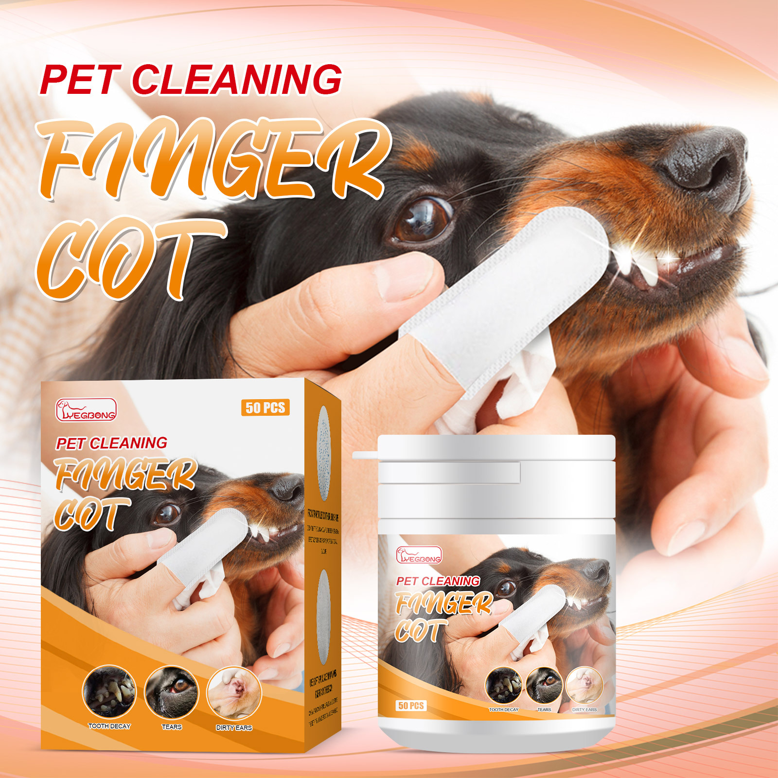Pet Tooth Cleaning Finger Stall Wet Wipes Remove Tartar Ears Clean Dog Cat Teeth