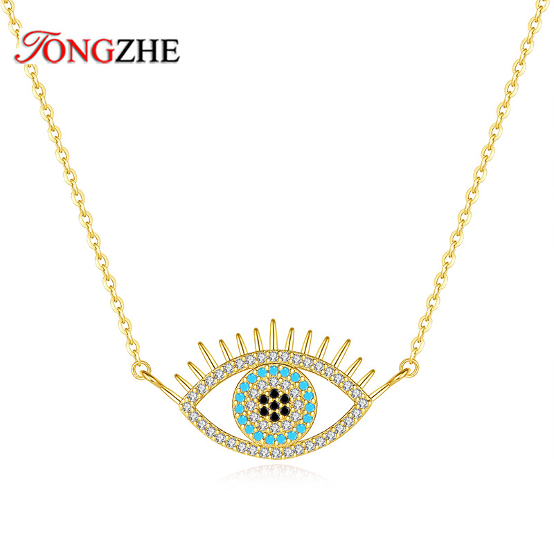 桐哲 外贸925银项链 新款银饰批发 眼睛项链锁骨链 百搭气质项链