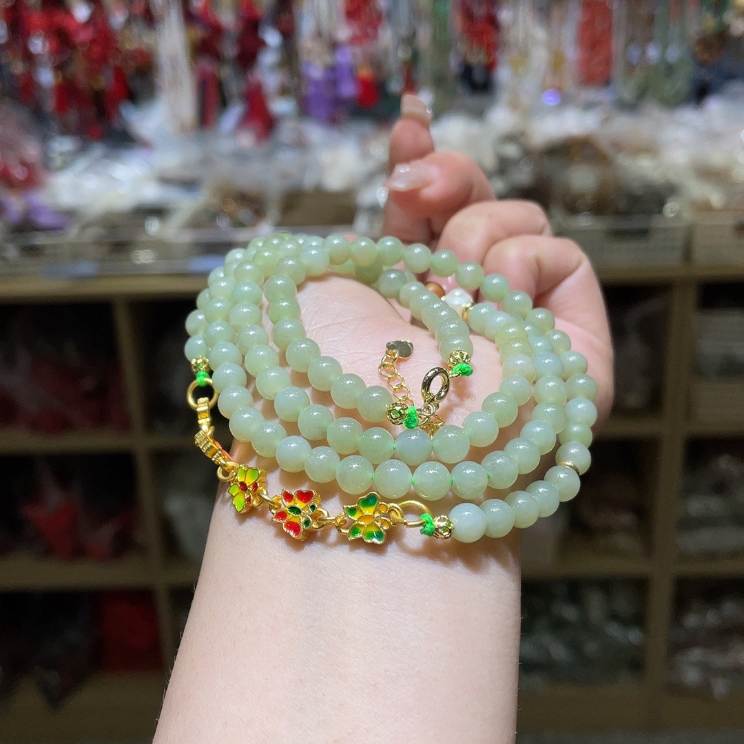 和田玉圆珠蝴蝶项链时尚精品diy原创款式多圈长链款式送妈妈-阿里巴巴