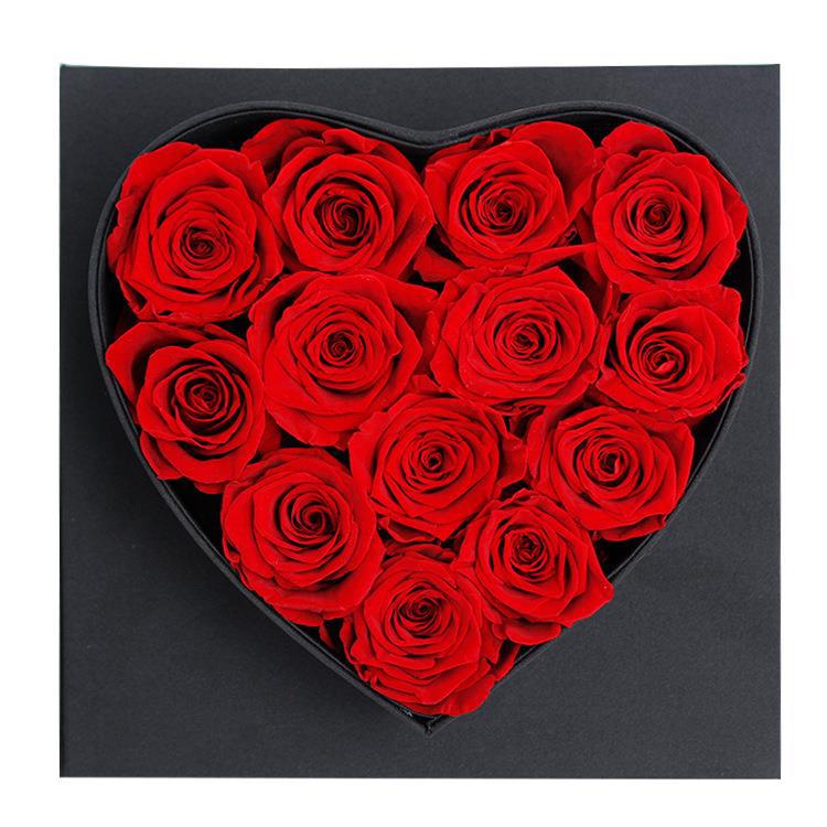 永生花 跨境玫瑰永生花心形首饰礼盒花盒摆件创意礼品小红书网红
