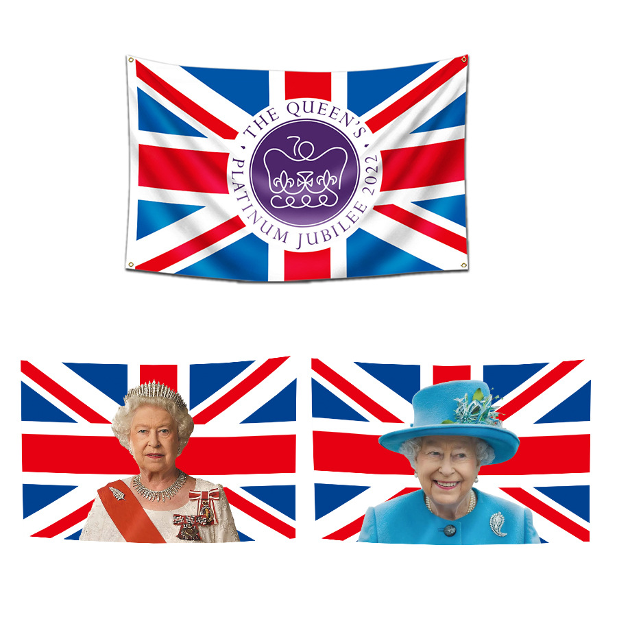 伊丽莎白二世elizabeth ii 数码印花英国女王70周年旗帜