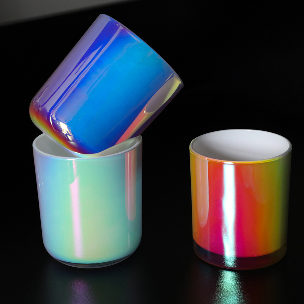 96110七彩电镀玻璃蜡烛杯蜡烛台杯植物精油大号大豆蜡香薰蜡烛