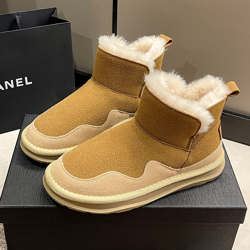 雪地靴2024新款女冬季加厚加绒棉鞋保暖河南防水短靴毛毛厚底靴子