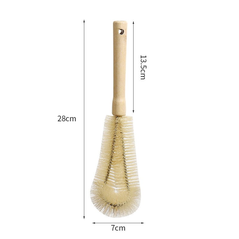 Wooden Handle Long Handle Cup Brush Cup Brush Feeding Bottle Water Cup No Dead Angle Kitchen Soybean Milk Cytoderm Breaking Machine Cup Bottle Cleaning Brush