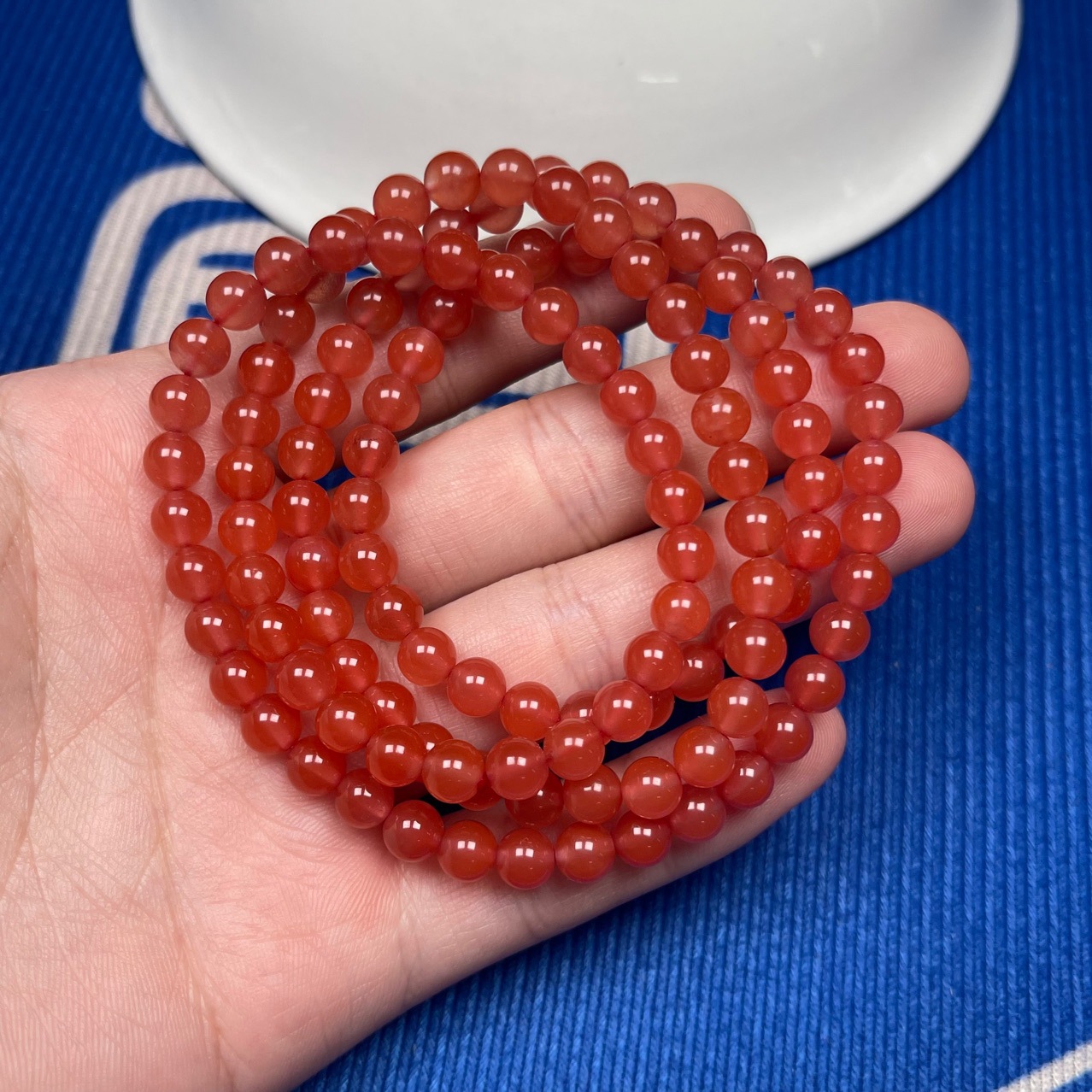 南红玛瑙保山冰红108多圈手链 色泽红润干净无杂 珠子diy配饰配饰