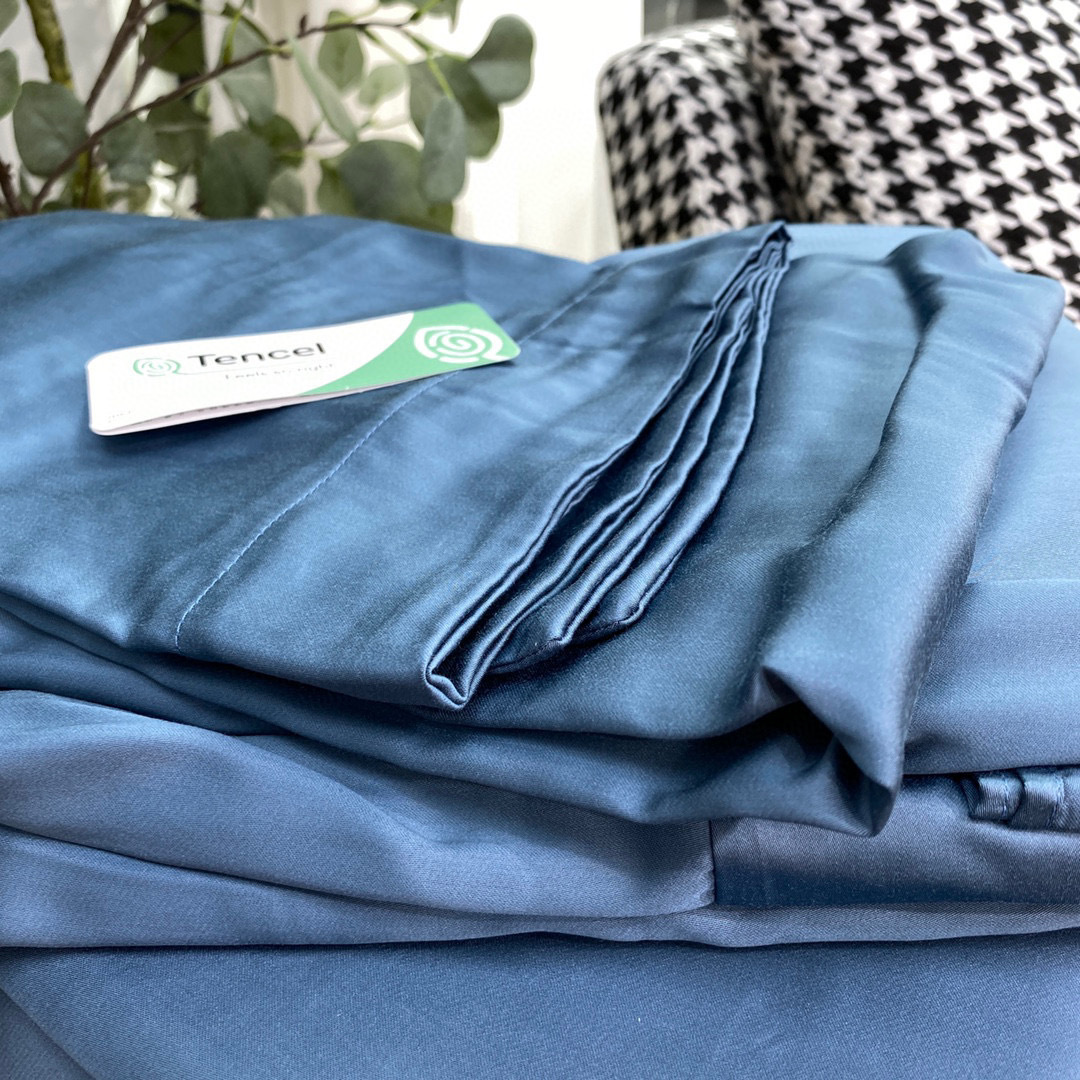 60lf兰精天丝四件套莱赛尔纤维纯色素色宽边枕套被套暗线床品