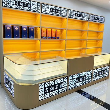 实木烟柜超市烟酒柜便利店烟酒陈列柜白酒展示柜收银台玻璃烟柜台