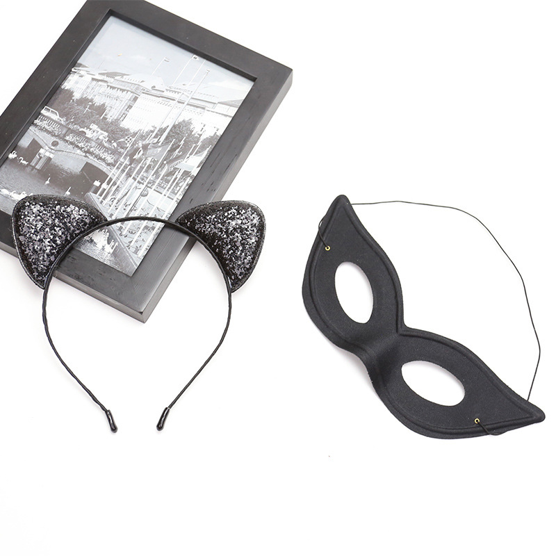 Zilin Cross-Border Spot Amazon Holiday Party Makeup Props Ball Sexy Mask Cat Ears Headband Set