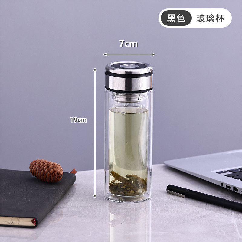 Tea Cup Double-Layer Diamond Water Cup with Handle Large Capacity Portable Cup High-Looking Transparent Tea Cup