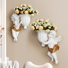 丘比特天使壁饰插花器壁式花瓶创意欧式树脂壁挂墙上花瓶跨境新款