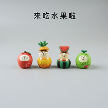 zakka日式杂货树脂猫咪水果西瓜苹果菠萝微缩摆件家居装饰工艺品