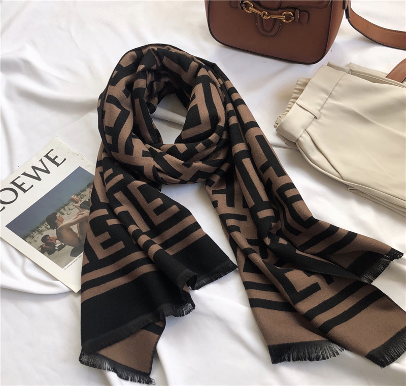 Autumn and Winter New Cashmere-like Dongdaemun Scarf TikTok Live Streaming on Kwai Thickened Warm Shawl WeChat Express