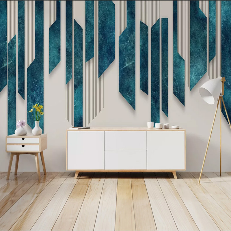 北欧简约个性几何艺术抽象电视背景墙壁纸卧室客厅壁画影视墙3d