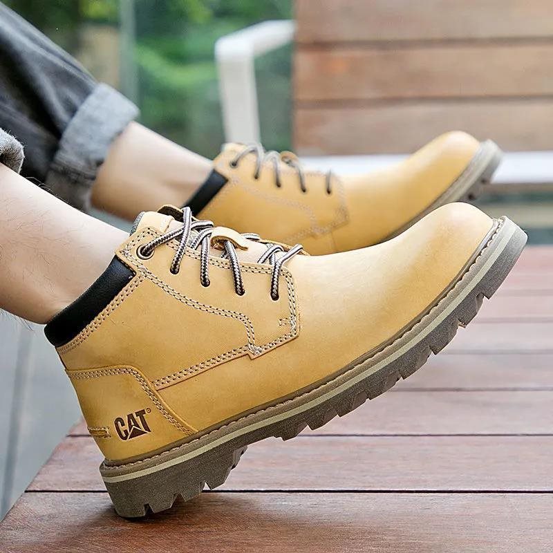 cat卡特男鞋马丁靴中帮 户外真皮工装靴百搭大黄靴固特异休闲鞋
