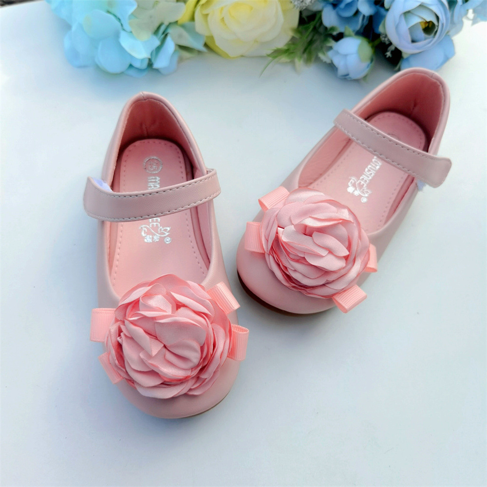 新款花朵公主鞋韩版婚礼花童鞋中小童平底礼服鞋princess shoes
