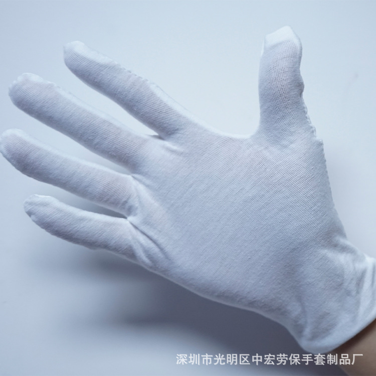 12 Double White Cotton Gloves Student Military Training Labor Insurance Etiquette Driving Working Labor Protection Non-Slip Table Tennis Glove Cloth Wear-Resistant