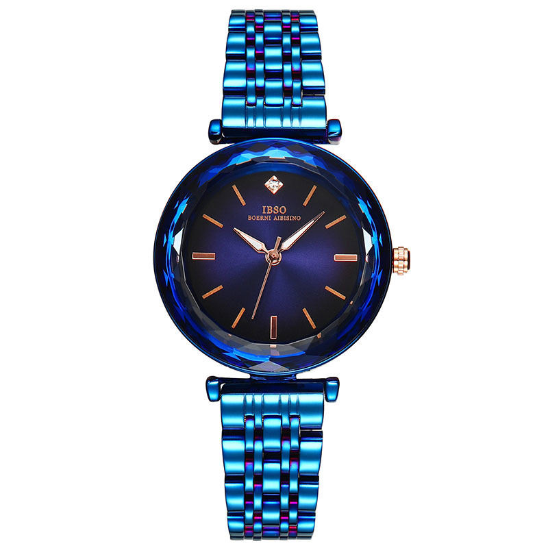 Ibso New Ladies Watch Simple Fashion Temperament Trend round Pin Buckle Quartz Watch Steel Mesh Strap Watch