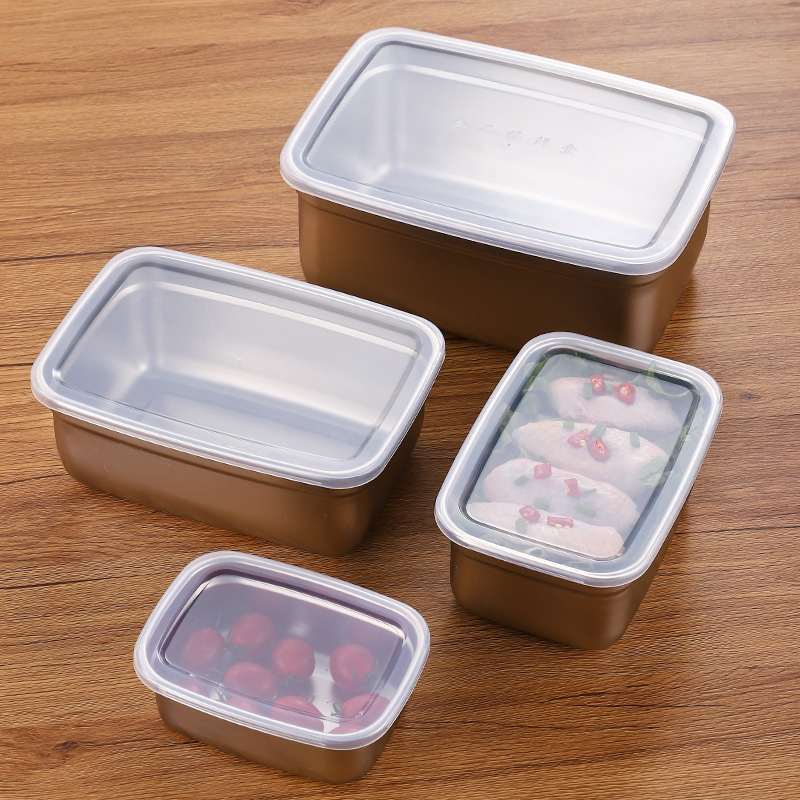 304不锈钢保鲜盒冰箱冷藏蔬菜水果收纳盒子带可视盖食品打包餐盒