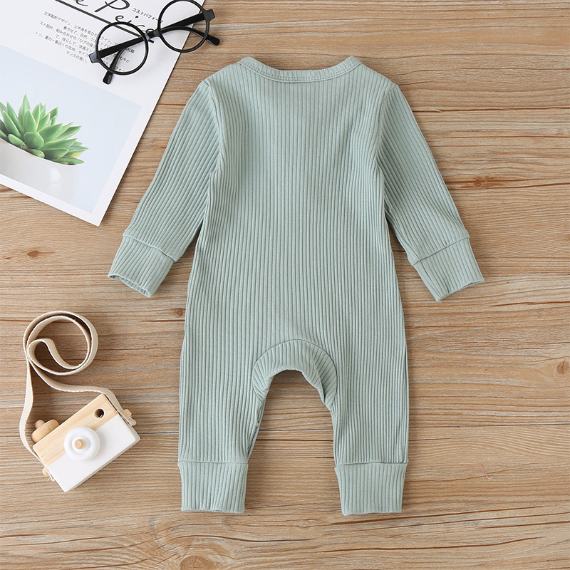 Spring and Autumn Long-Sleeved Baby Jumpsuit Solid Color Autumn Baby Romper Newborn Romper Jumpsuit Sheath Baby Clothes