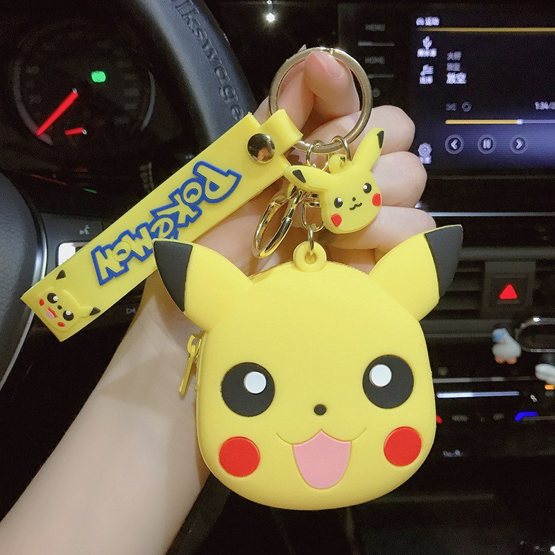 Cartoon Cute Pikachu Key Chain Silicone Coin Purse Wholesale Schoolbag Pendant Stitch Keychain Small Gift