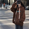 A generation of fat 2022 Autumn and winter lady Hooded Sweater Off the shoulder Korean Edition Easy Versatile Plush jacket tide