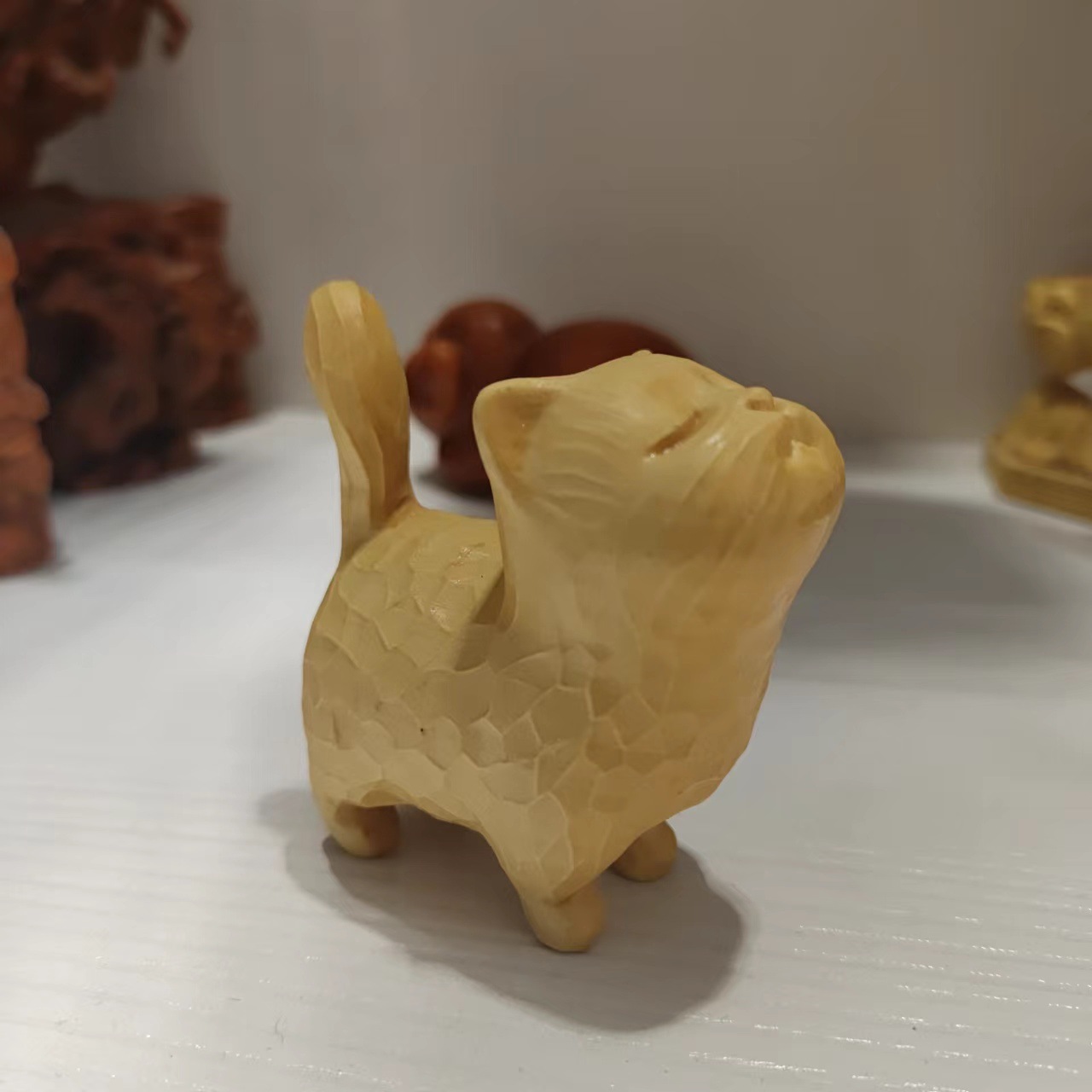 崖柏木雕刻小动物手把件铜钱小牛生肖牛挂件钥匙扣木质工艺品礼品