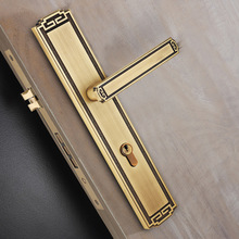 新中式全铜静音门锁室内卧室房间铜仿古通用型实木子母门锁锁具