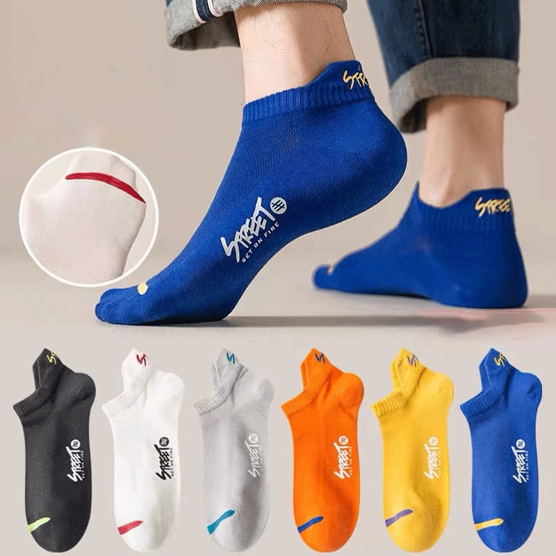 Cotton Socks Male Socks Breathable Sweat Absorbing Summer Thin Cotton Men's Ankle Socks Deodorant Versatile Spring and Autumn Ins Trendy Socks