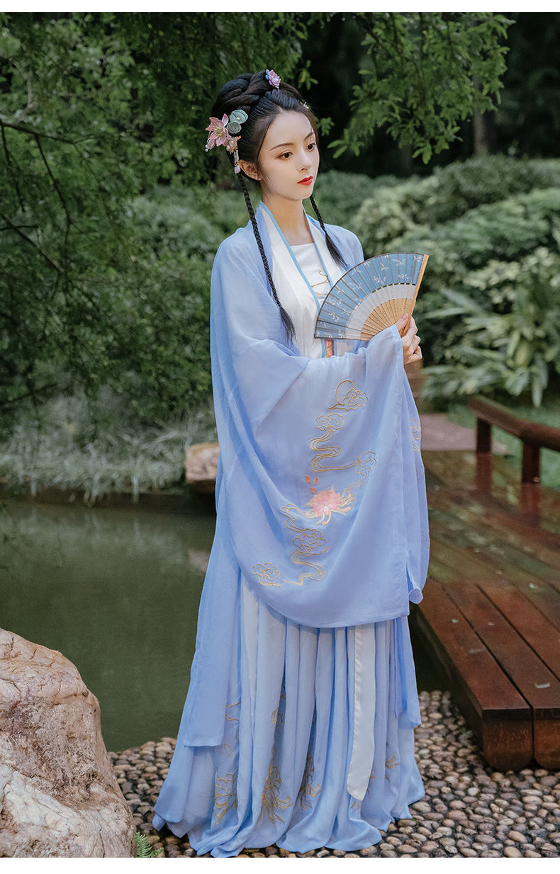 汉服女云鹤仙原创正品对襟齐腰襦裙大袖衫重工刺绣三件套秋冬古装