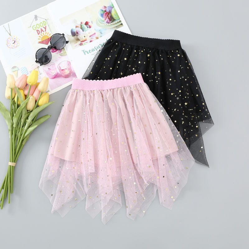 公羽翁女童裙子夏天薄款洋气儿童网纱裙时尚亮片半身裙女孩公主裙