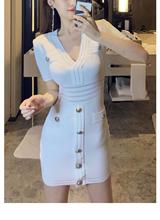 2022年夏季新款针织连衣裙法式气质显瘦小香风法式白色包臀短裙女