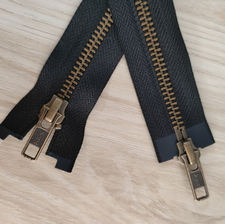 正品ykk5号古铜双开拉链 #5双头青古铜拉链 ykk5#青古铜牙上下拉
