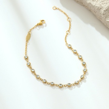 韩版热销爆款金色复古手链女百搭高级感不锈钢手链小众锆石手链