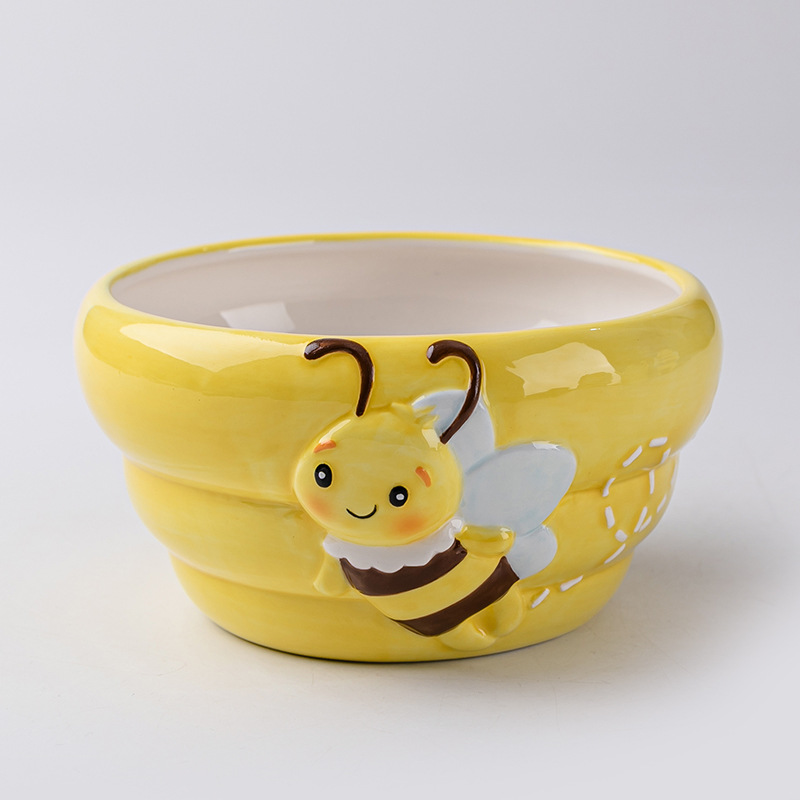 蜜蜂样式陶瓷饼干罐子昆虫蜜蜂造型食品罐子蜜蜂系列陶瓷厨房用品