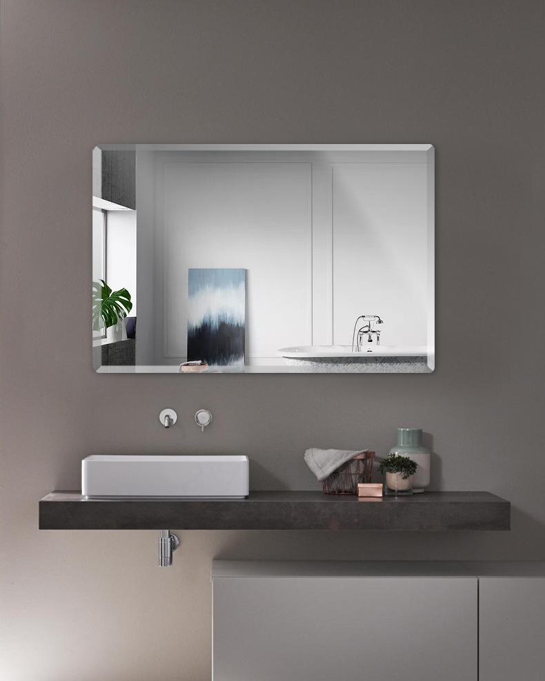 卫生间浴室镜子贴墙免打孔壁挂化妆镜子定制尺寸防爆玻璃镜子挂镜