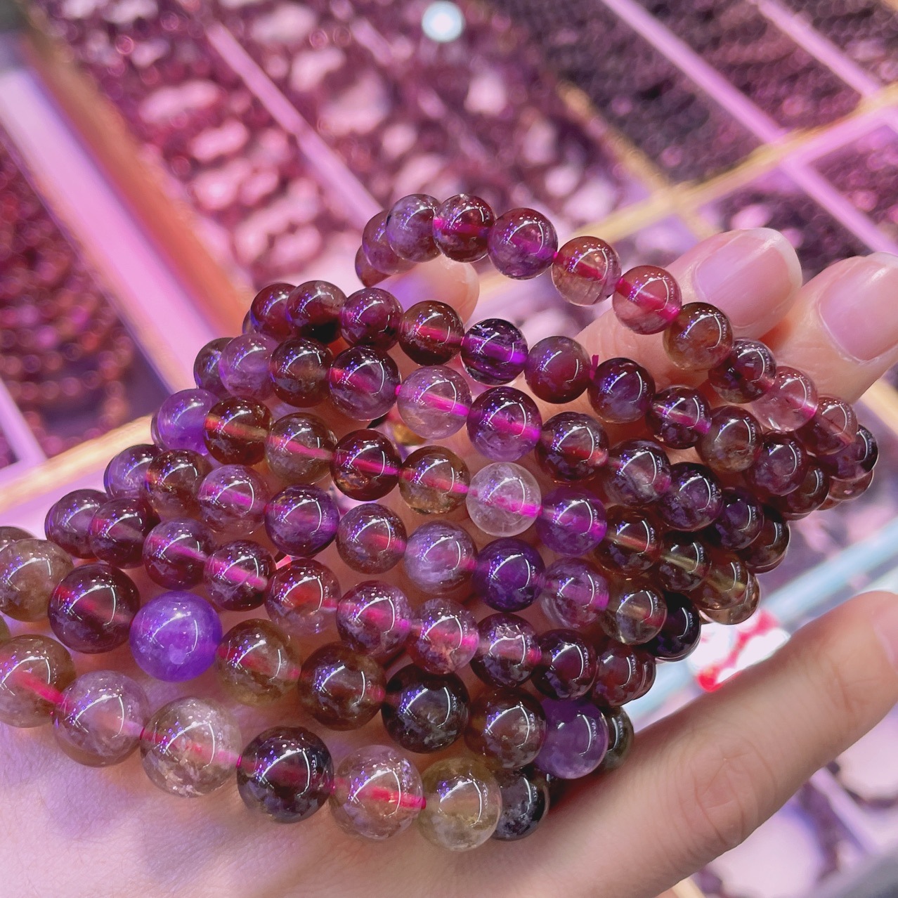 天然水晶极光23单圈手链手串男女情侣同款饰品过节送礼佳品