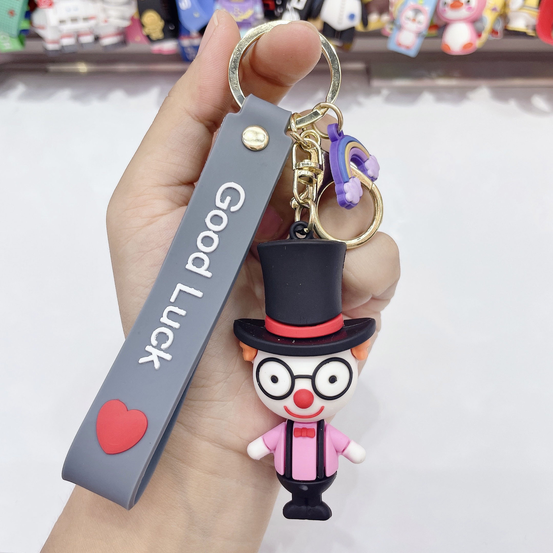 New PVC Clown Keychain Pendant Cute Epoxy Stereo Doll Backpack Car Pendant Small Gift Wholesale