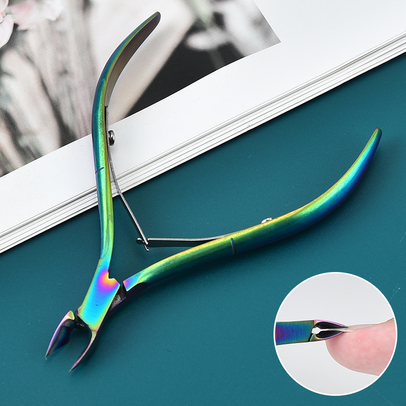 不锈钢死皮剪 新款修剪指甲倒刺彩钛死皮钳 美容美甲工具死皮剪刀