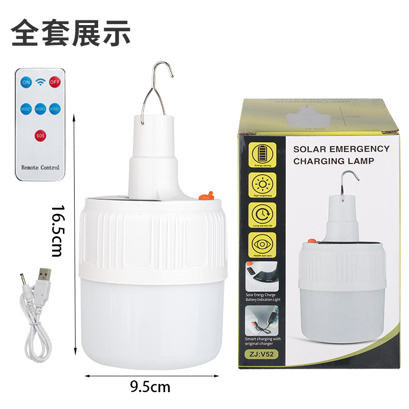 Led Chargeable Light Solar Bulb Remote Control Energy-Saving Lamp Globe Charging Lamp Lamp for Booth Stall Night Market Lighting Lamp