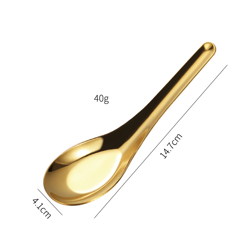 304 Stainless Steel Spoon Chinese Spoon Household Flat Spoon Golden Soup Spoon Student Canteen Eating Spoon