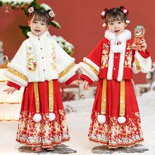 新款儿童拜年服女童加绒唐装汉服中国风日常喜庆年服新年秋冬套装