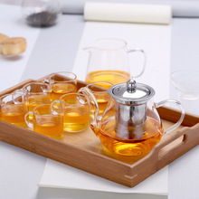 高硼硅玻璃茶壶不锈钢过滤透明家用功夫茶具圆润壶批发销售