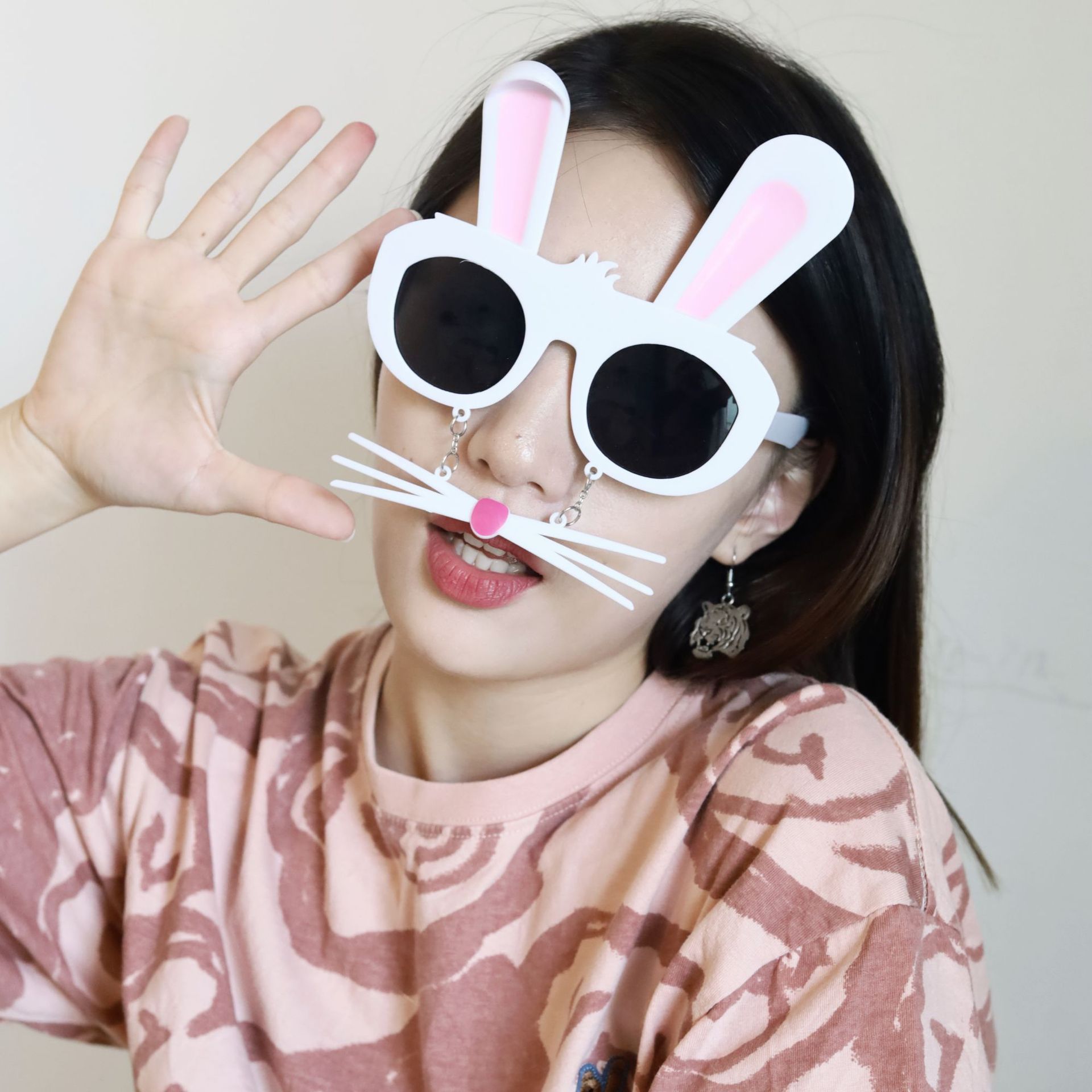 可爱挂件兔子生日眼镜复活节道具用品舞会派对小白兔搞怪造型眼镜