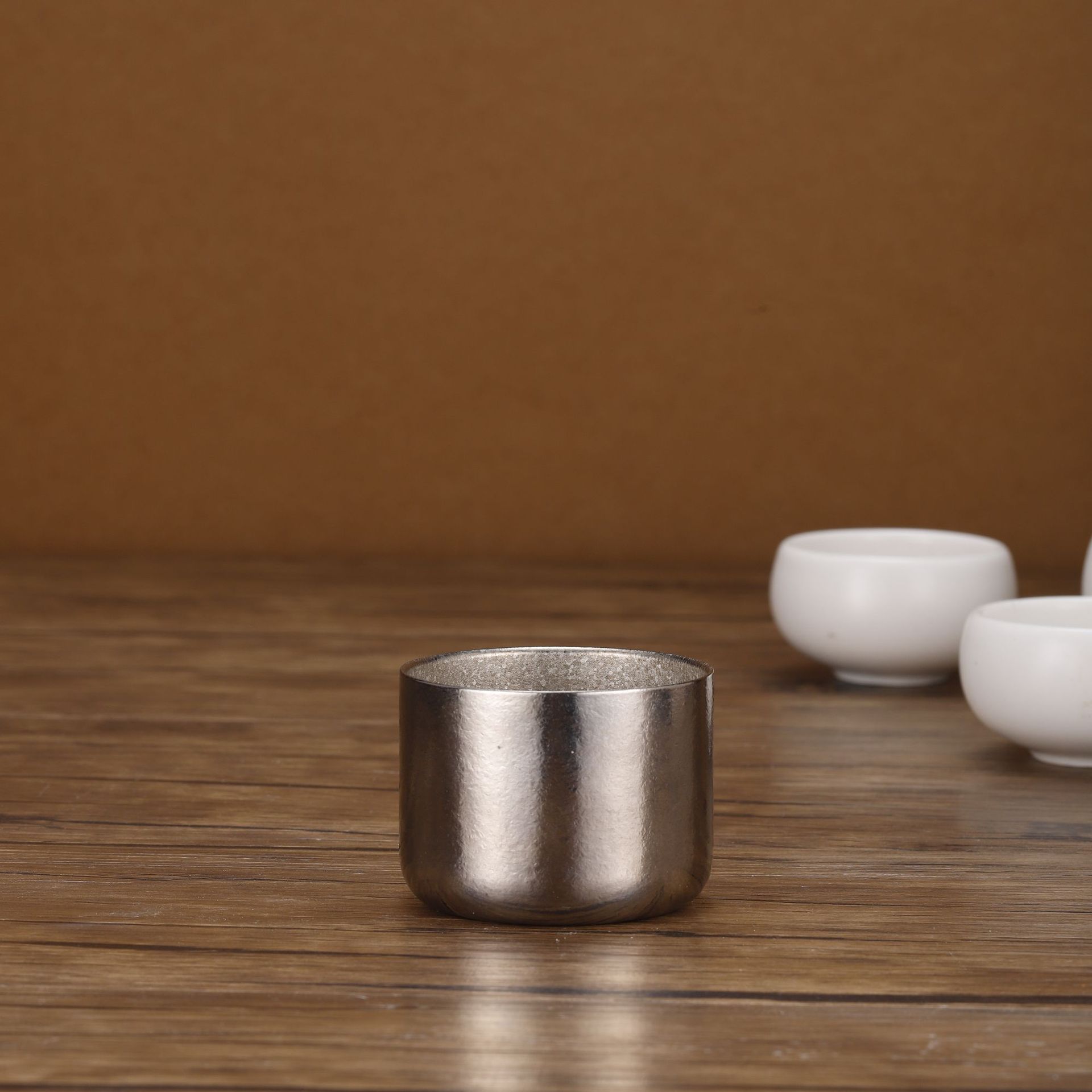 纯钛酒杯中式冰茶杯水杯烈啤酒杯小酒杯子拉丝防烫水杯聚会茶杯