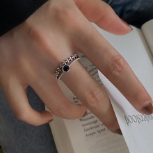 黑色锆石戒指女设计小众戒指女时尚个性食指戒指女ins潮